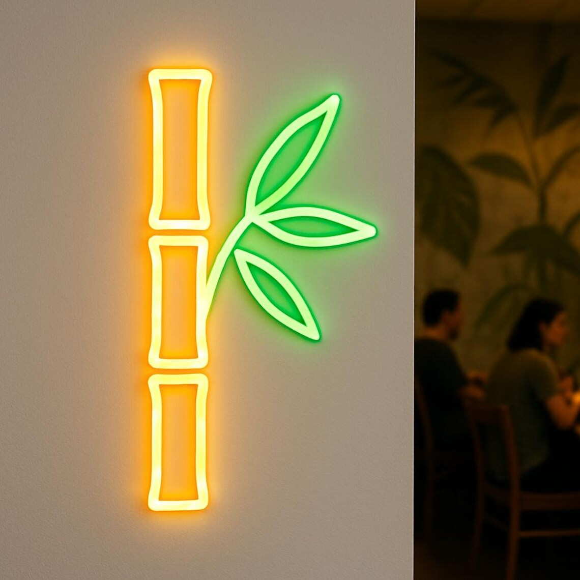 Spa Wellness Center - Bamboo with Leaves Neon Sign Spa