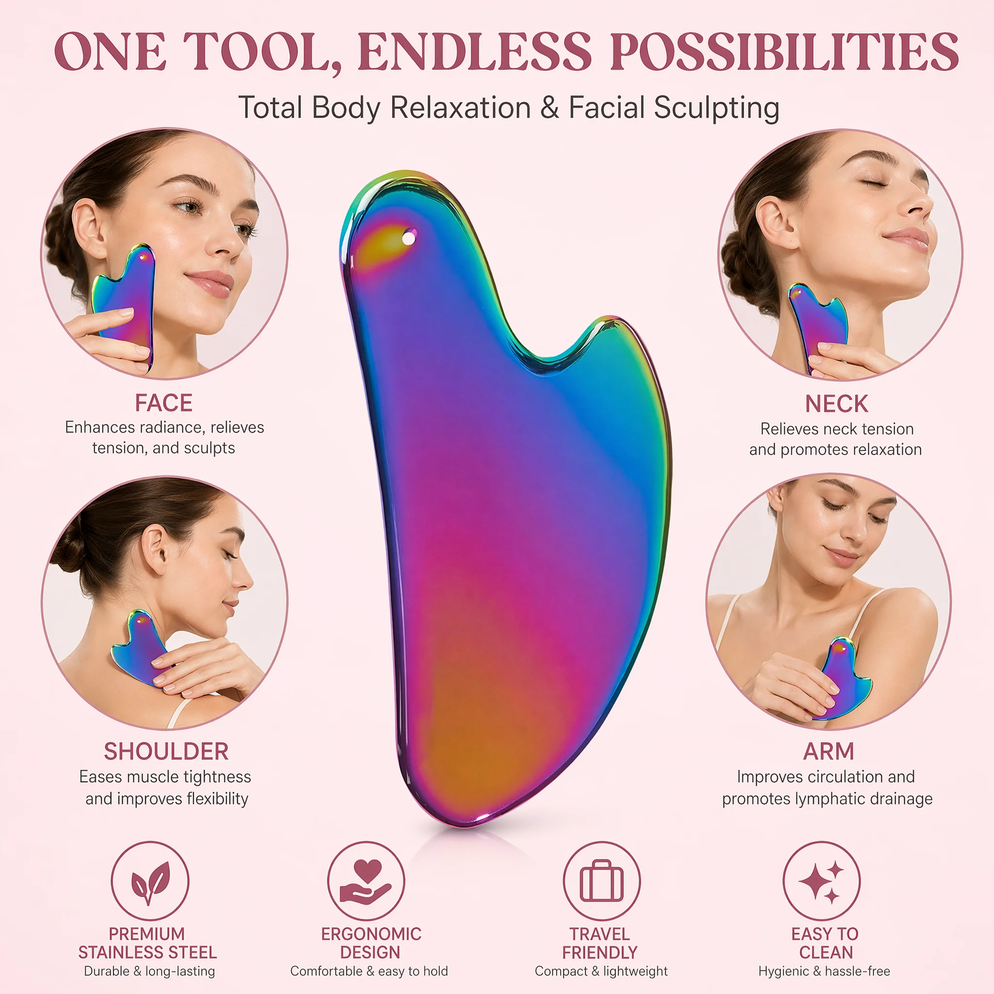 1Pcs Stainless Steel Gua Sha B - Spa Y Wellness ulasan dan harga