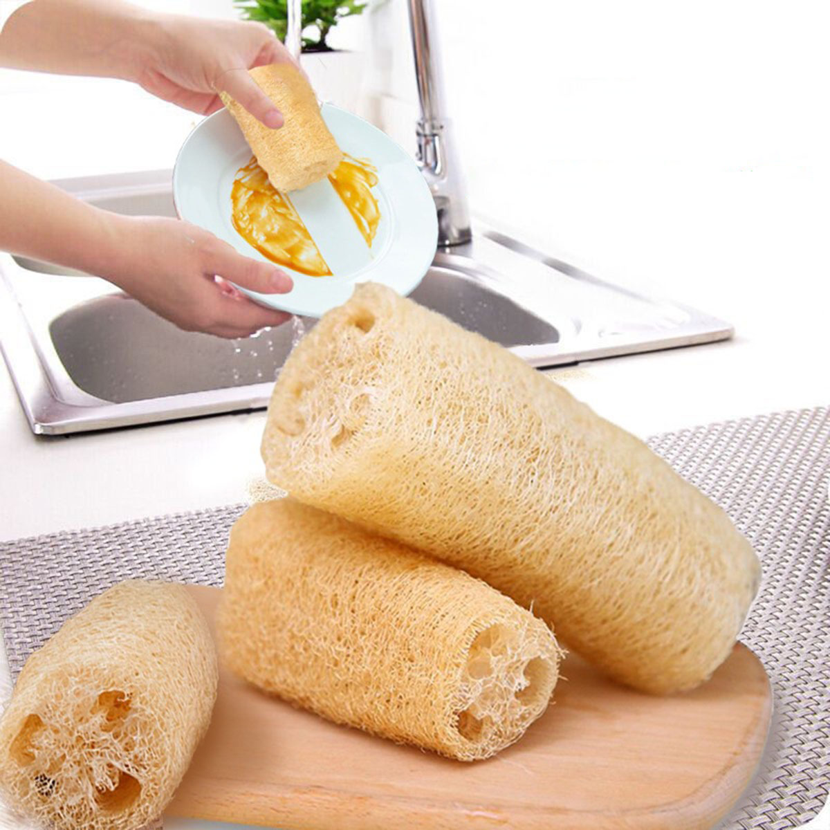 1pcs Natural Loofah Sponge Mul - Body Loofah Natural ulasan dan harga