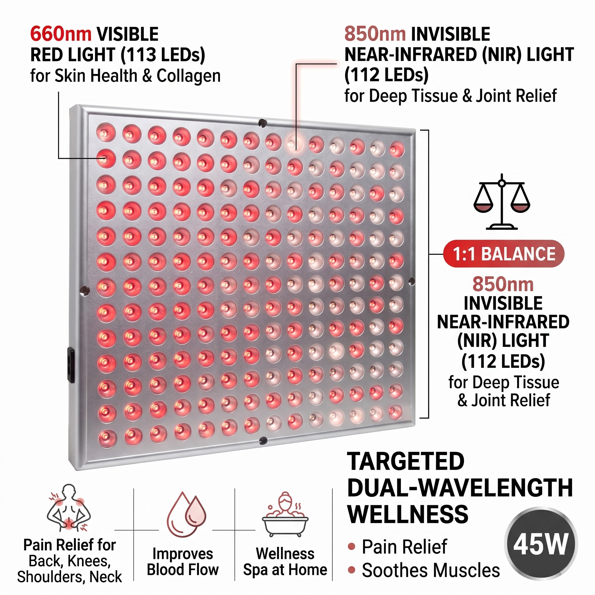 45W LED 660nm 850nm Red Near I - Spa Wellness Uk ulasan dan harga